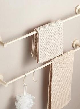 卫生毛巾架免打奶油风孔白色全铜置浴室浴巾物架极YJX-5436简毛巾