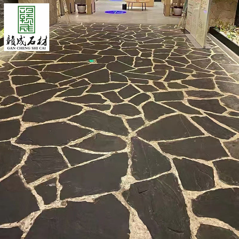 厂家直供青石板碎拼仿古地砖公园庭院汀步石碎拼石材不规则乱形板