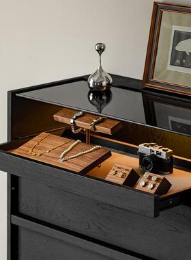 实木五约斗柜木白蜡黑色MUR轻奢简现代日式厅卧室抽屉柜客收纳储