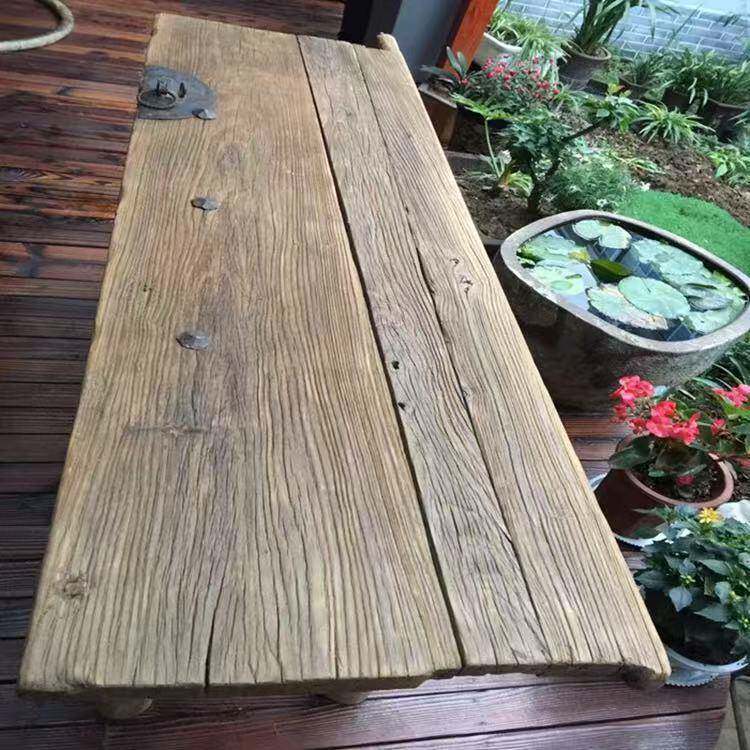 老榆木门板桌复古怀旧吧板台木板原桌旧HGP子风化木茶桌茶台