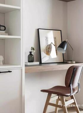 日式简约原木实26265电视柜壁挂式书隔板置一字板悬木空桌搁板物