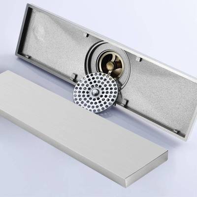 HI地DEEP黑色拉丝镀铬长隐形漏方形浴室卫生间排量HIDL156-30*8c