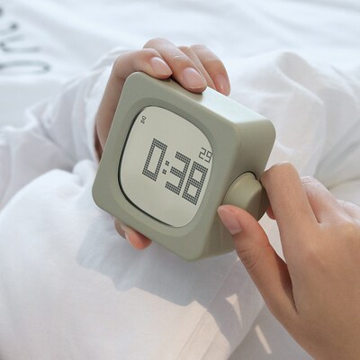 黑白客方块闹钟夜灯迷你多功能智能简约学生计时器静音充电时钟
