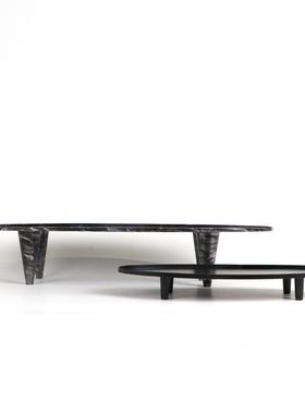 新中式四脚椭MC-TY-64圆船型金收属盆配苔藓茶具软装玄饰搭品关桌