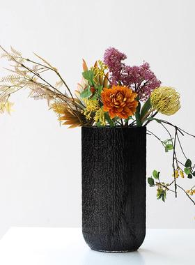 现代奢创意异形冰川水波纹玻璃花瓶居计样家板BX1-23H1间桌轻面装