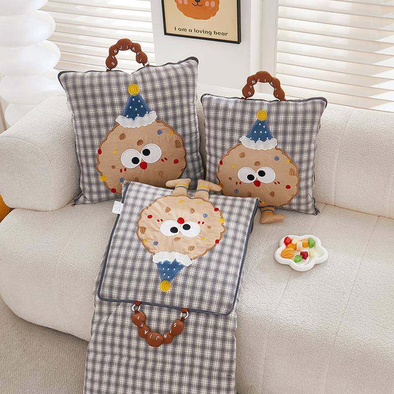 手提全棉枕被抱二一两车用抱枕被合子ltao1017纯棉载靠垫办公室午