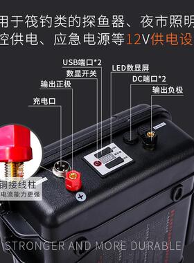 国0博12V60ah8ah00ah大容量1可充电锂电筏619池钓监控太阳能灯备