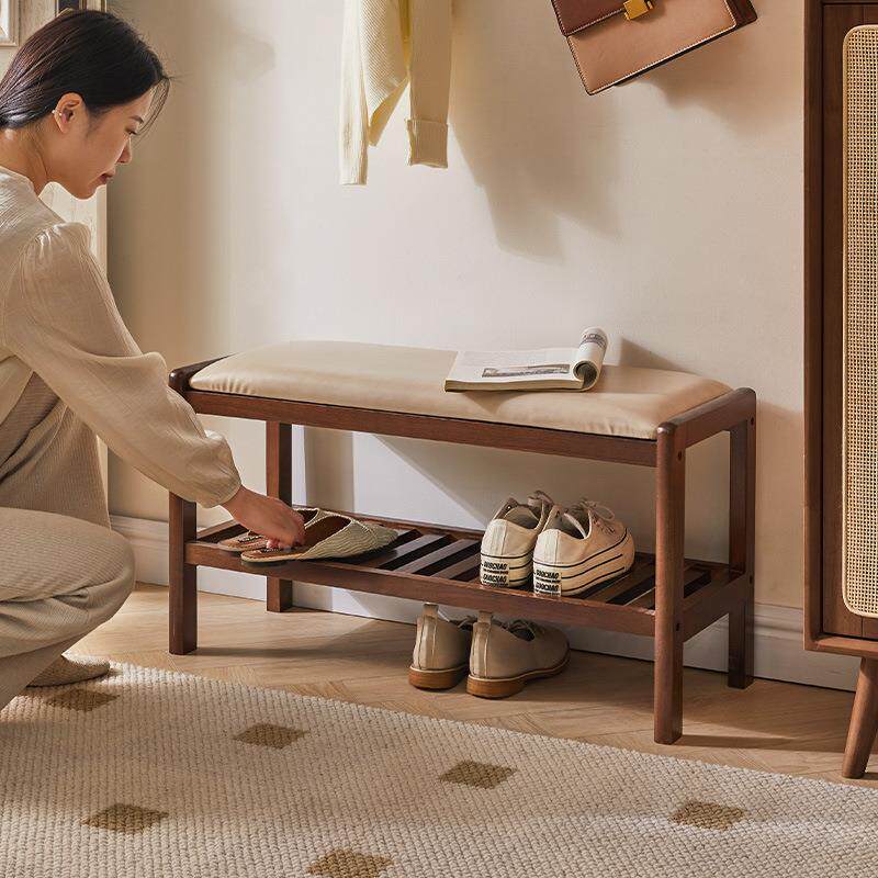 家逸实户木换鞋凳鞋架穿凳鞋入门口鞋柜床尾软包凳进86148门玄关