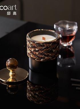 轻奢盘风艺DV22149R术香薰摆件高级感玻璃托组合装样板间浴套室洗