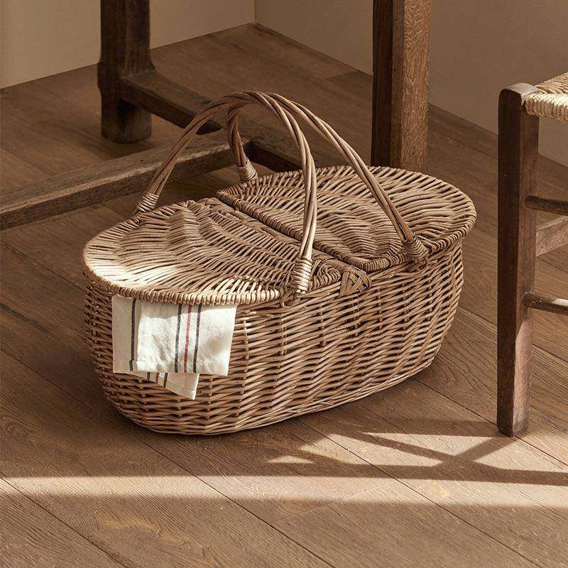 收纳篮柳编藤编织手提餐篮子采摘水果篮蔬菜物篮收纳筐购AIZ野竹,收纳整理,脏衣篮,淘宝优惠券,粉丝福利购,淘宝优惠卷