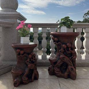 花架子客985厅花盆架室阳台仿根雕物摆家用盆景盆栽假内山流置水