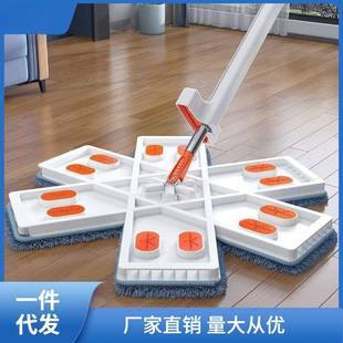 50大号免手懒洗拖把家用一拖净用室内干湿两平板夹布人429拖地拖