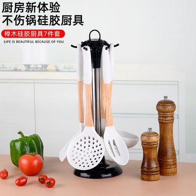 食品级木柄硅胶厨厨套装不具OTZ粘锅用煎铲烹硅胶锅铲饪铲勺房工