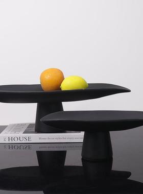 现代白新中式茶黑色色创YBO意果盘桌面几装收纳饰托盘摆件售楼处
