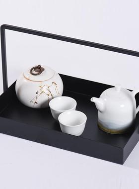 新中式意艺提样板间软装篮现代托盘MC-TY-16铁酒店创黑色铁艺茶托