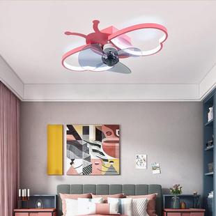 风扇灯新款 儿童房吸顶灯静音一体卧室房间电扇灯 北欧简约时尚