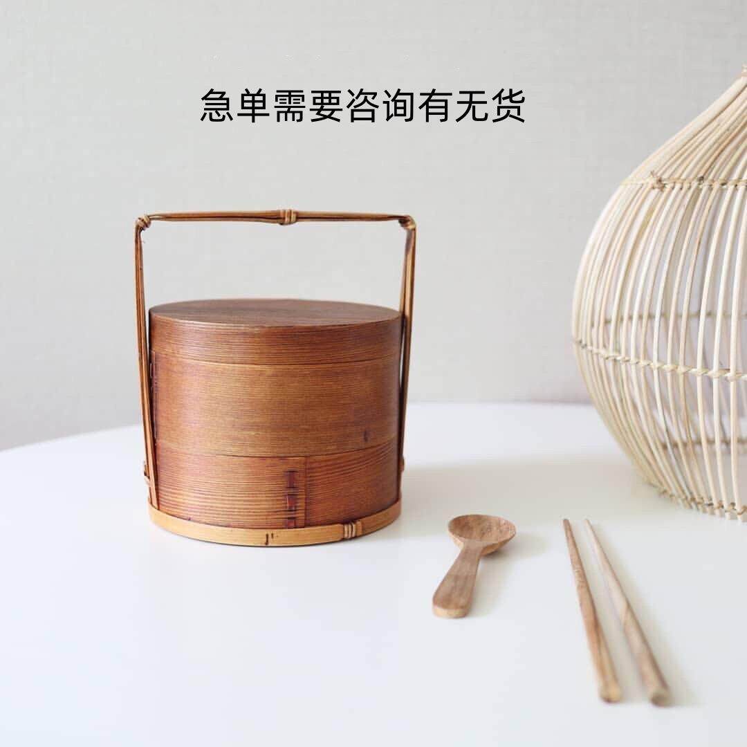 日式便当盒木质双层提手饭盒野餐餐盒上班族保温午餐盒