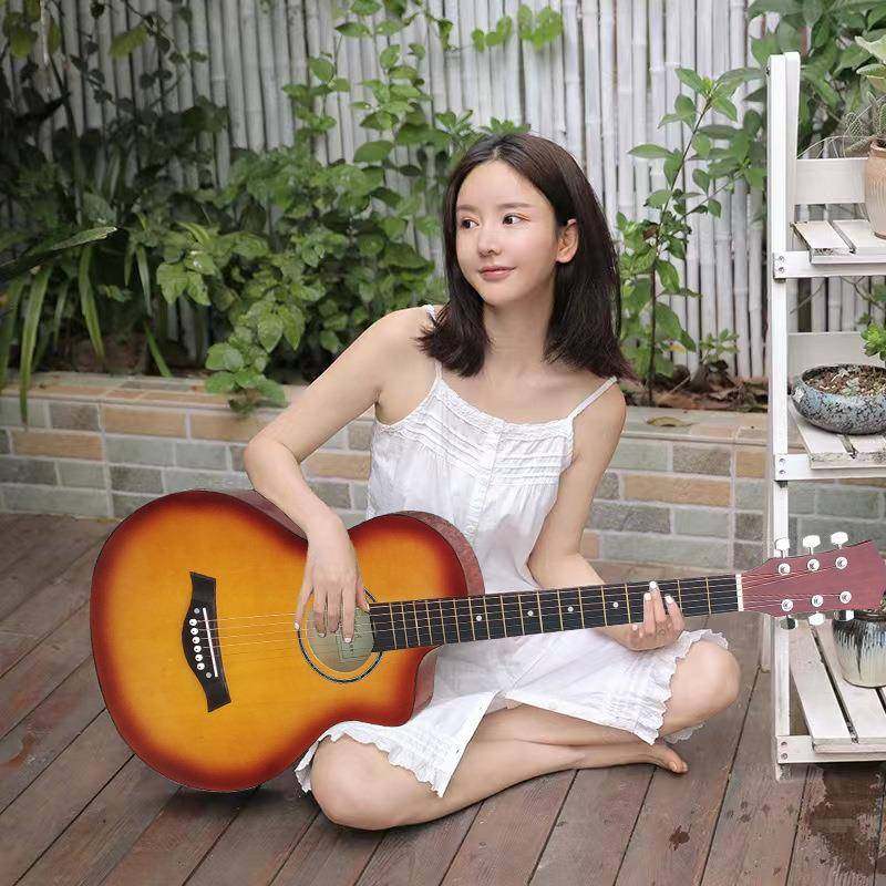 直销38寸民谣吉他JF桶亮光网红款初学者练习琴guitar实木