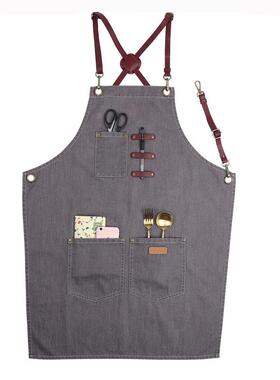 韩版时尚牛仔布防污无袖成人围裙可印LOGO工厂有BSCI验厂
