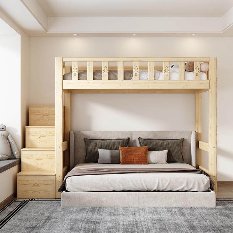 上床下桌组合高架床实木梯柜单上层下空带衣柜上铺悬空儿童直销