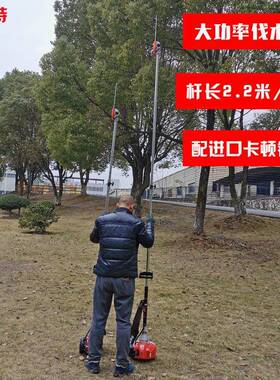 高枝油锯汽油二四冲加长杆修枝锯进口链条伐木锯高空剪高枝锯神器