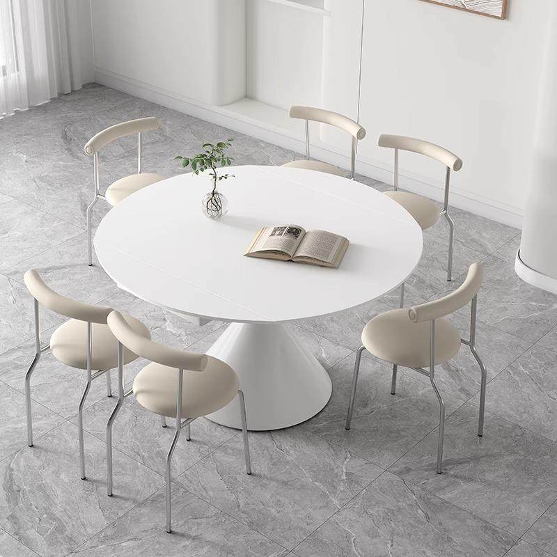 奶油风纯白色哑光岩板餐桌旋转伸缩折叠华尔兹餐桌方变圆两用桌子,农用物资,其他肥料,淘宝优惠券,粉丝福利购,淘宝优惠卷