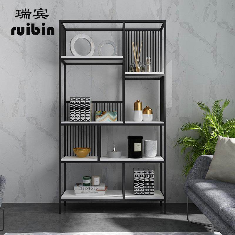 北欧铁艺多层置物架工业风办公室书架客厅展示架几何隔断架陈列架