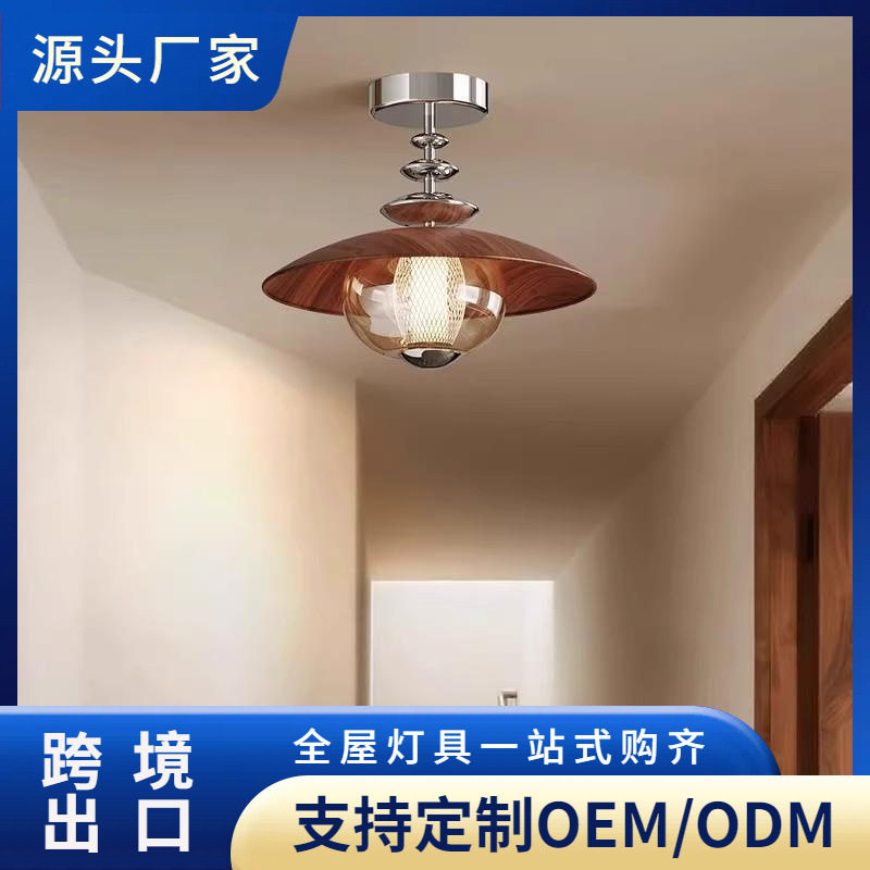 法式中古风过道吸顶灯创意个性设计师玄关走廊阳台玻璃厨卫艺术灯