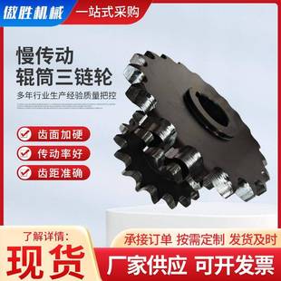 工业传动链轮供应三排45 钢链轮双节距链轮慢传动辊筒三链轮