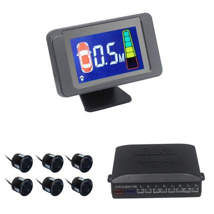 汽车倒车雷达6探头彩色LCD液晶彩屏语音蜂鸣2合1促销