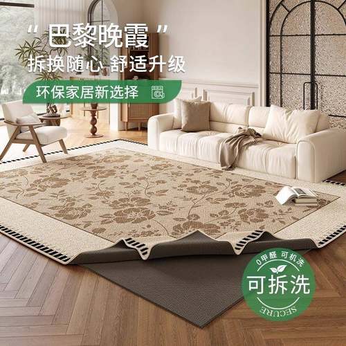 可拆洗地毯客厅法式中古风高级感沙发可机洗可水洗双层卧室地垫