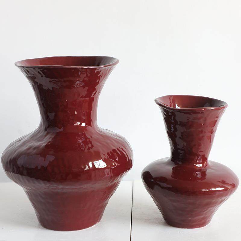 红色陶瓷手作日式花瓶家居装饰摆件客厅小众民宿茶室插花器高级感,农用物资,其他肥料,淘宝优惠券,粉丝福利购,淘宝优惠卷