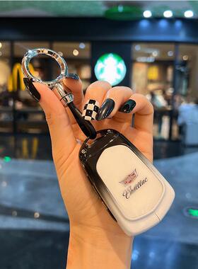 适用凯迪拉克xt5钥匙套ct5/xt4/ct6/xts车用ATSL壳ct4金属扣渐变