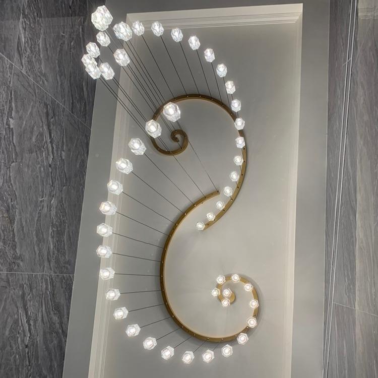 296楼梯长吊灯高现代简约别墅挑复loft小公寓客厅灯轻奢式楼水晶