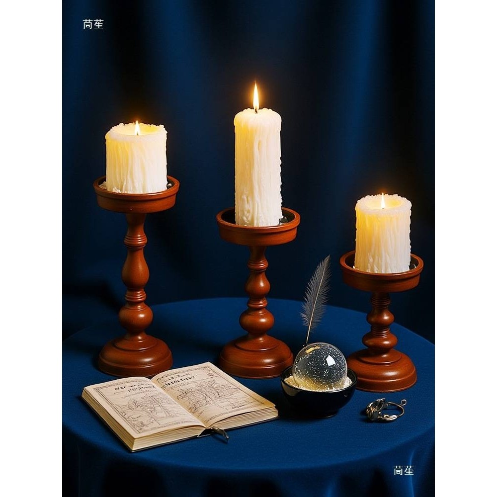 中古风实木烛台摆件复古蜡烛台装饰品家居客厅餐厅餐桌烛台装饰,玩具/童车/益智/积木/模型,垂直悬浮玩具,淘宝优惠券,粉丝福利购,淘宝优惠卷