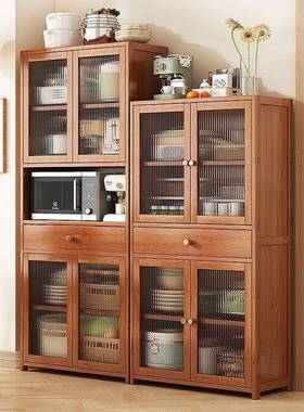 体实木边柜落地用置物架靠墙一收51820餐纳柜厨房微波炉置物柜茶