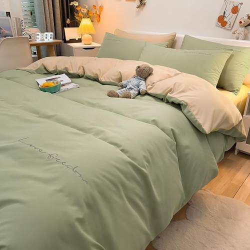 宿专用床用上品四iKHQBdcZ件套床笠三件套酒店八被子被褥七民件套