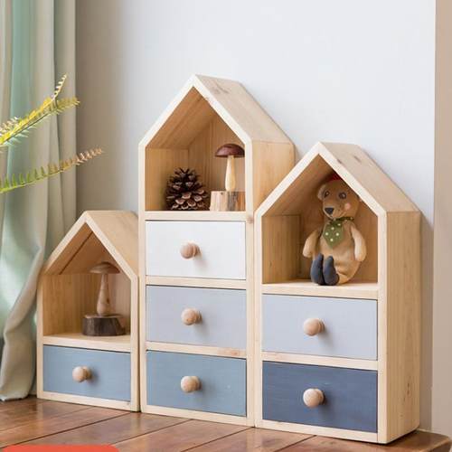 多巴胺实木抽屉置物架家用玄关钥匙收纳盒办公桌面收纳摆件储物盒