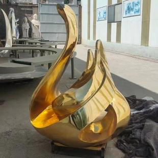 不锈钢金色火焰雕塑金属抽象镂空异形火苗火炬城市广场标志性摆件