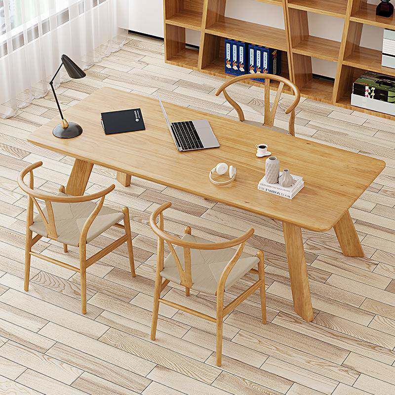 现代简约全实木办公桌办公室单人老板电脑桌家用书房写字台书桌