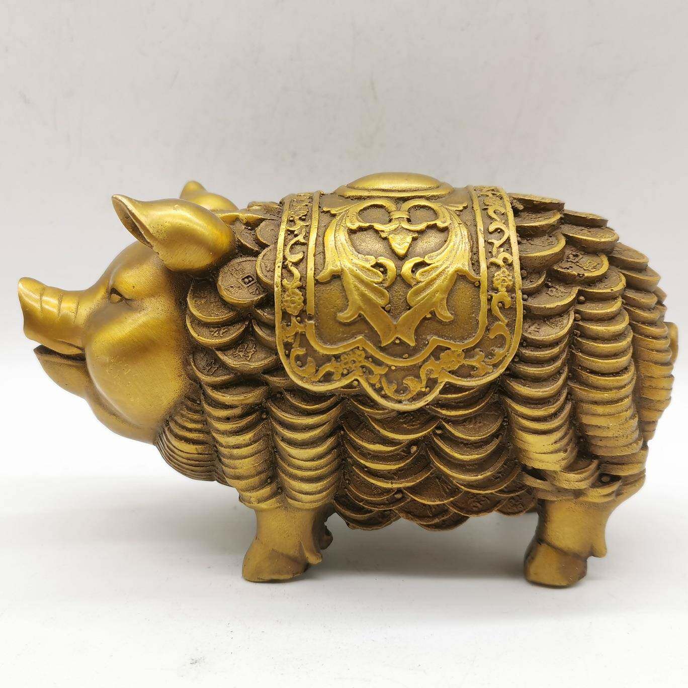 古玩铜器收藏猪财源广进纳福造型精美工艺精湛包浆厚重