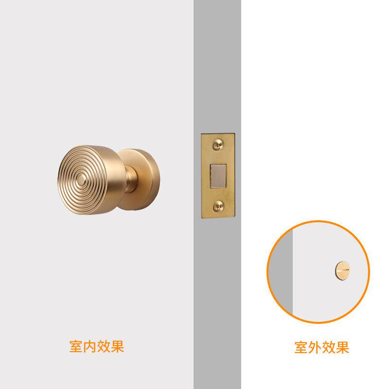 隐形门锁室内单面锁家用带锁体儿童安全锁拉手防盗锁门把手木房门