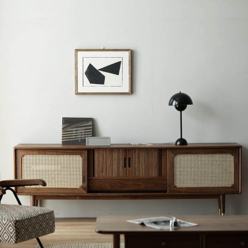 北欧全实木客厅电视边柜黑胡桃木置物柜藤编收纳柜小户型斗柜边柜,工业油品/胶粘/化学/实验室用品,其他实验室设备,淘宝优惠券,粉丝福利购,淘宝优惠卷