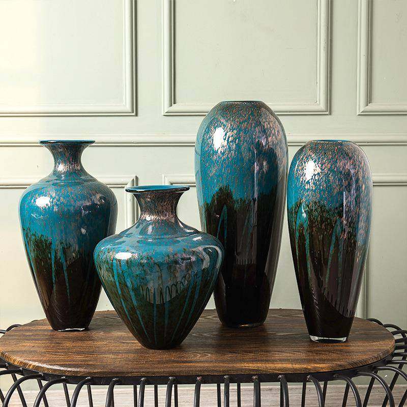 新中式厚重玻璃花瓶落地式大花瓶花艺摆件客厅插花摆饰琉璃瓶,农用物资,其他肥料,淘宝优惠券,粉丝福利购,淘宝优惠卷