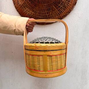 民间手工竹编工艺制品烤火烘笼户外个人手提木炭炉盆取暖伙笼