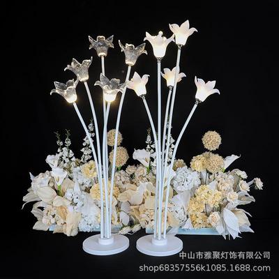 FCY新款朵婚堂亚克力明透百合花软管百礼变路引橱窗装饰婚庆布置