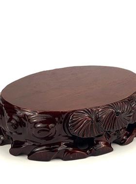 实木根雕奇花瓶底座摆件泰山石佛头像托盆景鱼缸041703可挖木槽石