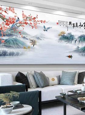 迎饰客松画客厅高级挂感沙发背景墙装画办公室山水风壁景画靠IHM