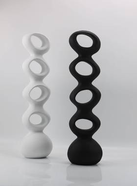 现设代创意白计际遇连AFR体黑圆镂空件样摆板房客厅书房树脂软装