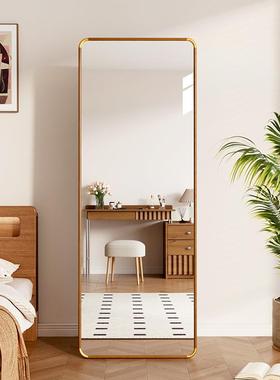 实木衣中古穿衣镜OLV子钢化玻璃全身地镜家用卧室落挂墙风试镜壁